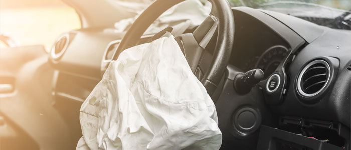 image of car interior with air bag deflated